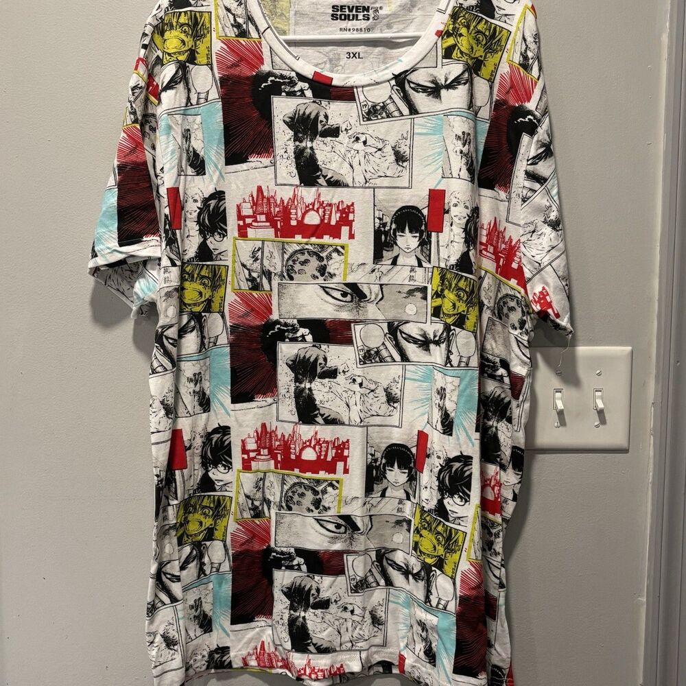 Seven Souls Men's 3XL Cotton Jersey Graphic Anime Manga Crew Neck T-Shirt